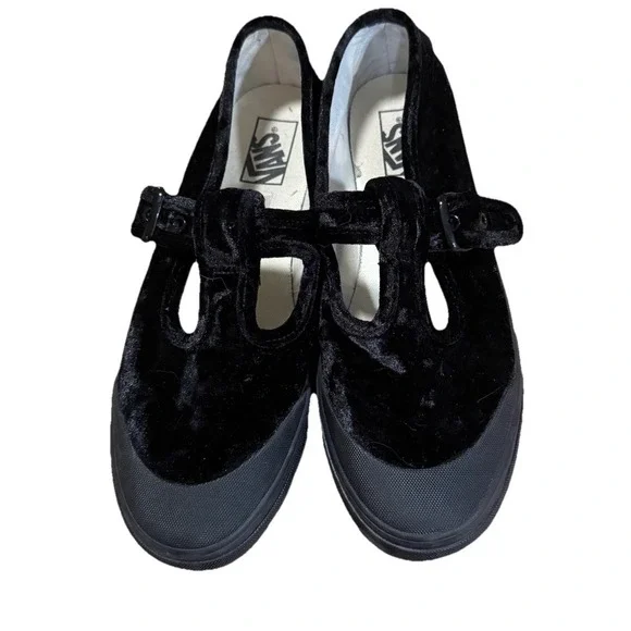 VANS Style 93 Mary Janes Black Crushed Velvet Shoes-Women's Size 11 Men's 9.5 - Picture 3 of 8
